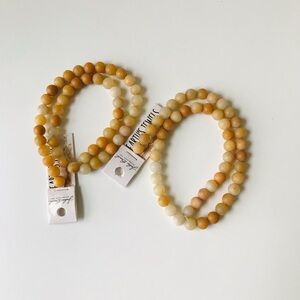 John Bead Earth's Jewels 16in Yellow Jade Stone Round Bead Strand, Set of 2, NWT